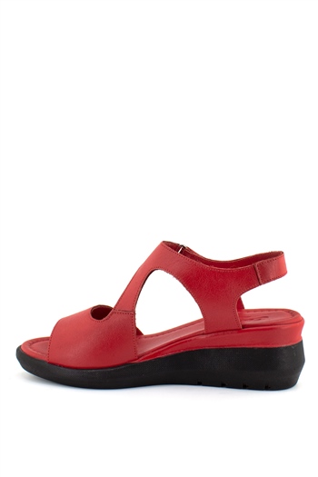 Elit Akl17C Kadın Hakiki Deri Sandalet Kırmızı