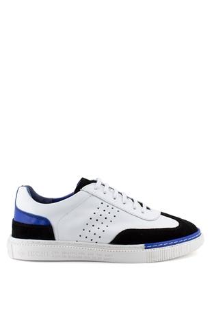 Elit C7701 Erkek Hakiki Deri Sneakers Ayakkabı Beyaz - Siyah