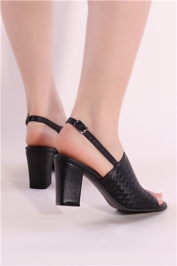 Elit Mkr 009-835C Kadın Hakiki Deri Sandalet Siyah