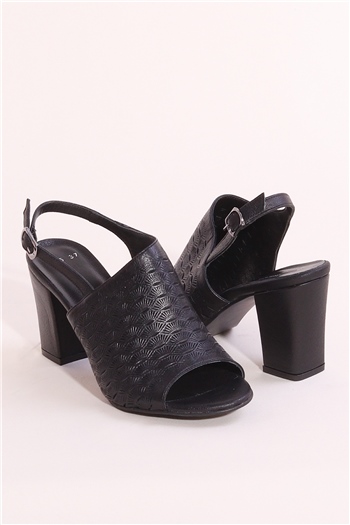 Elit Mkr 009-835C Kadın Hakiki Deri Sandalet Siyah