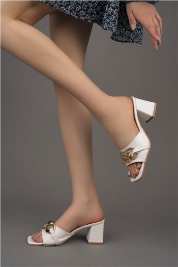 Elit Mst1040C Kadın Topuklu Ayakkabı Beyaz
